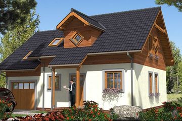 Projekt domu L-17 Dom poznańska - szkieletowy - parterowy z poddaszem dom o powierzchni 124,60 m², dach dwuspadowy - ujęcie 2