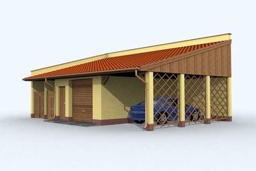  Projekt garażu G120 garaż dwustanowiskowy z wiatą (SLN1217) - projekt garażu parterowego - Zdjęcie 2