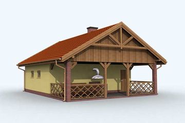  Projekt garażu G121 garaż jednostanowiskowy z werandą i pomieszczeniem gospodarczym (SLN1218) - projekt garażu parterowego - Zdjęcie 2