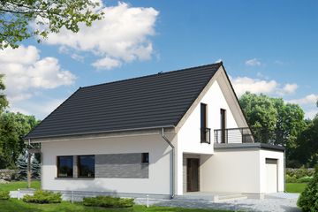 Projekt domu Lotos - parterowy z poddaszem dom o powierzchni 118,60 m², dach dwuspadowy - ujęcie 2