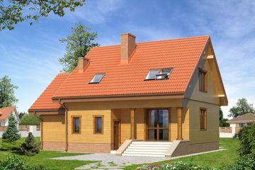 Projekt domu Pik dr-S - parterowy z poddaszem dom o powierzchni 129,39 m², dach dwuspadowy - ujęcie 2