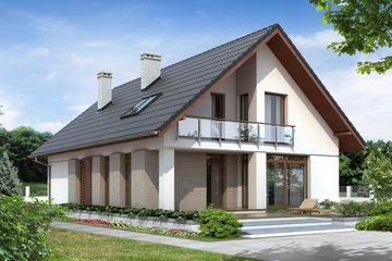 Projekt domu Storczyk - parterowy z poddaszem dom o powierzchni 155,70 m², dach dwuspadowy - ujęcie 2