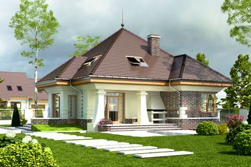  Projekt domu Żuraw II z garażem 1-st. [A] (WRF1159) - projekt domu parterowego z poddaszem - Zdjęcie 2