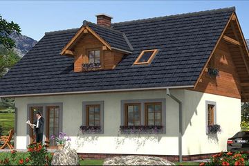 Projekt domu L-29 Dom szkieletowy - parterowy z poddaszem dom o powierzchni 100,30 m², dach dwuspadowy - ujęcie 2