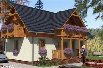Projekt domu L-30 Dom ludowa - szkieletowy - parterowy z poddaszem dom o powierzchni 96,40 m², dach dwuspadowy - ujęcie 2
