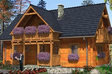 Projekt domu L-30 Dom ludowa - z bali - parterowy z poddaszem dom o powierzchni 93,90 m², dach dwuspadowy - ujęcie 2