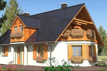 Projekt domu L-46 Dom hiacyntowa - murowany - parterowy z poddaszem dom o powierzchni 149,90 m², dach dwuspadowy - ujęcie 2