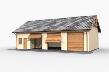  Projekt garażu G38 garaż trzystanowiskowy z pomieszczeniami gospodarczymi (SLN1003) - projekt garażu parterowego - Zdjęcie 2