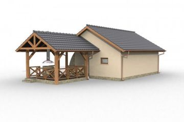  Projekt garażu G25 garaż dwustanowiskowy z wiatą (SLN1121) - projekt garażu parterowego - Zdjęcie 2