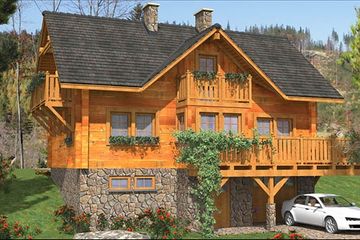 Projekt domu L-71 Dom rolna - z bali - parterowy z poddaszem dom o powierzchni 118,20 m², dach dwuspadowy - ujęcie 2