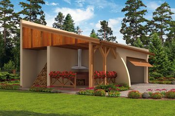  Projekt garażu G40 garaż dwustanowiskowy z wiatą (SLN1135) - projekt garażu parterowego - Zdjęcie 2