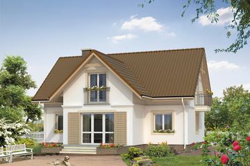Projekt domu Alka - parterowy z poddaszem dom o powierzchni 116,40 m², dach dwuspadowy - ujęcie 2