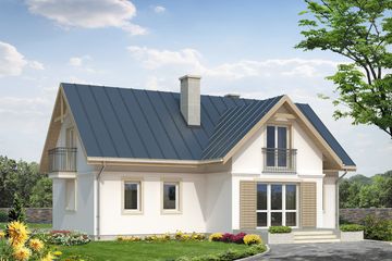 Projekt domu Alka 2 - parterowy z poddaszem dom o powierzchni 131,90 m², dach dwuspadowy - ujęcie 2
