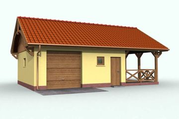  Projekt garażu G56 garaż jednostanowiskowy z pomieszczeniem gospodarczym i wiatą (SLN1150) - projekt garażu parterowego - Zdjęcie 2