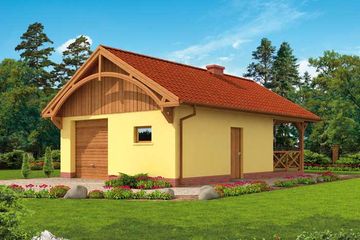  Projekt garażu G57 garaż jednostanowiskowy z pomieszczeniem gospodarczym i altaną (SLN1151) - projekt garażu parterowego - Zdjęcie 2