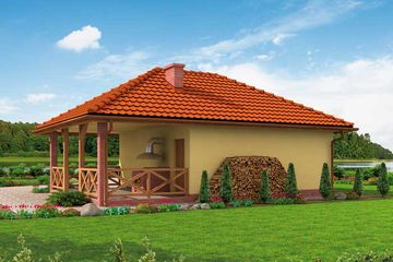  Projekt garażu G59 garaż dwustanowiskowy z wiatą (SLN1152) - projekt garażu parterowego - Zdjęcie 2