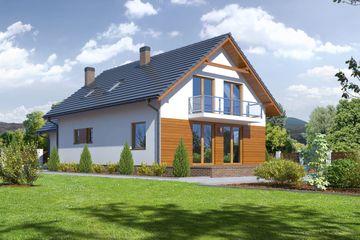  Projekt domu Osiek 10g (KRP1545) - projekt domu parterowego z poddaszem - Zdjęcie 2