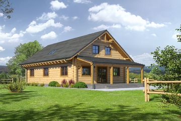 Projekt domu Chmielów dw7 - parterowy z poddaszem dom o powierzchni 194,14 m², dach dwuspadowy - ujęcie 2