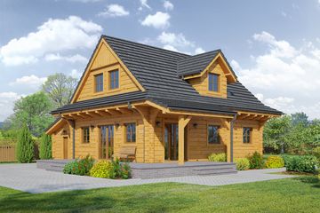 Projekt domu Rydzowo 3g - parterowy z poddaszem dom o powierzchni 103,22 m², dach dwuspadowy - ujęcie 2