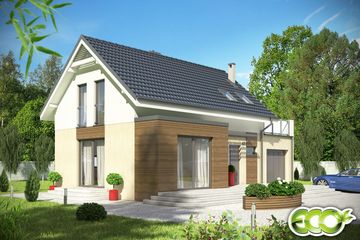  Projekt domu Eco 1 z garażem 1-st. [A] (WRF1436) - projekt domu parterowego z poddaszem - Zdjęcie 2