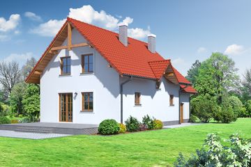 Projekt domu Dziekanowice 3 - parterowy z poddaszem dom o powierzchni 118,95 m², dach dwuspadowy - ujęcie 2
