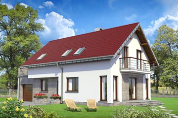  Projekt domu Liliana - murowana - beton komórkowy (KRD2469) - projekt domu parterowego z poddaszem - Zdjęcie 2