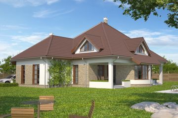  Projekt domu Kansas DCP148 (WOB1095) - projekt domu parterowego z poddaszem - Zdjęcie 2