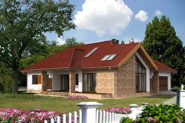 Projekt domu Ajaccio IV DCP282 - parterowy z poddaszem dom o powierzchni 180,23 m², dach kopertowy - ujęcie 2