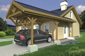  Projekt domu Azalia wersja B z wiatą (WRD1300) - projekt domu parterowego z poddaszem - Zdjęcie 2