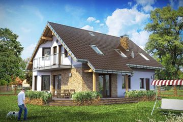 Projekt domu Maryla (1342) - parterowy z poddaszem dom o powierzchni 139,60 m², dach dwuspadowy - ujęcie 2