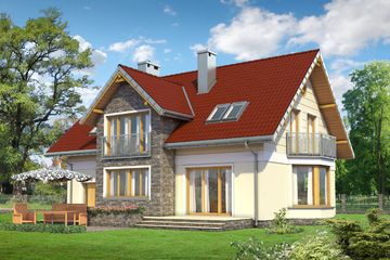  Projekt domu Pablo Neo - murowana – ceramika (KRD2480) - projekt domu parterowego z poddaszem - Zdjęcie 2