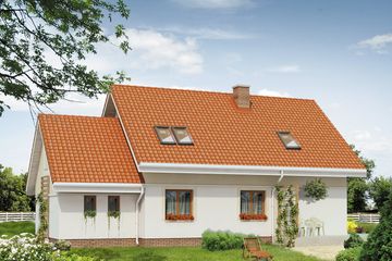 Projekt domu Sójka - parterowy z poddaszem dom o powierzchni 135,72 m², dach dwuspadowy - ujęcie 2