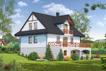  Projekt domu Jaworzynka średnia (KRP1159) - projekt domu parterowego z poddaszem - Zdjęcie 2