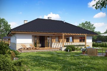 Projekt domu TK38 - parterowy dom o powierzchni 141,77 m², dach kopertowy - ujęcie 2