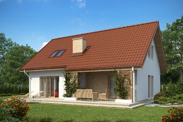 Projekt domu TK23 - parterowy z poddaszem dom o powierzchni 131,89 m², dach dwuspadowy - ujęcie 2