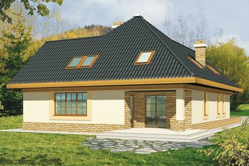 Projekt domu Borowik wersja B niepodpiwniczona - parterowy z poddaszem dom o powierzchni 153,60 m², dach namiotowy - ujęcie 2