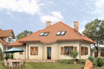 Projekt domu Skowronek 2 - parterowy z poddaszem dom o powierzchni 168,30 m², dach namiotowy - ujęcie 2