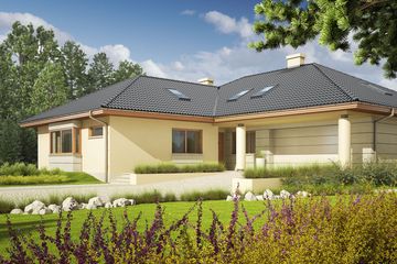 Projekt domu Alan II G2 - parterowy dom o powierzchni 137,49 m², dach kopertowy - ujęcie 2