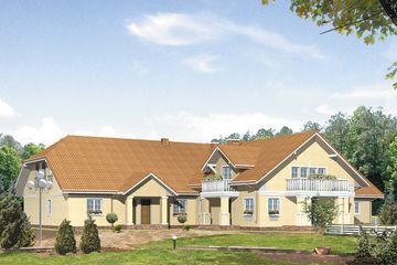  Projekt pensjonatu Gościniec Pensjonat, Hotel, Dom weselny (BSA1506) - projekt pensjonatu parterowego z poddaszem - Zdjęcie 2