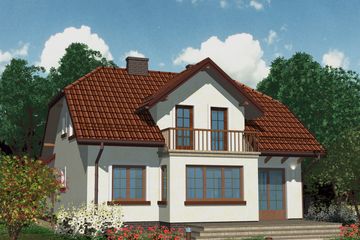 Projekt domu APS 174 - parterowy z poddaszem dom o powierzchni 118,90 m², dach naczółkowy - ujęcie 2