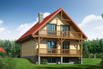  Projekt domu Bartne drewniane (KRP1176) - projekt domu parterowego z poddaszem - Zdjęcie 2