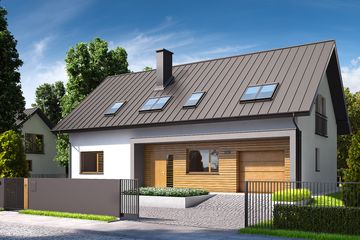 Projekt domu E6 G1 (wersja A) economic - parterowy z poddaszem dom o powierzchni 149,07 m², dach dwuspadowy - ujęcie 3
