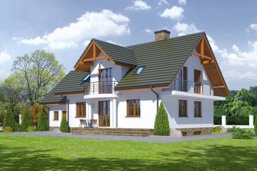  Projekt domu Jaworowo 9k (KRP1040) - projekt domu parterowego z poddaszem - Zdjęcie 2