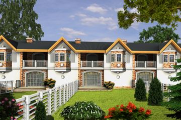  Projekt domu Zięba z garażem 1-st. szeregówka (WRF1358) - projekt domu parterowego z poddaszem - Zdjęcie 2