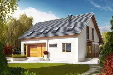 Projekt domu Pablo G1 bianco - parterowy z poddaszem dom o powierzchni 142,17 m², dach dwuspadowy - ujęcie 2