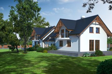  Projekt domu Mirów 8 bliźniak (KRP1031) - projekt domu parterowego z poddaszem - Zdjęcie 2