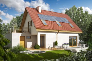 Projekt domu Tim II G1 - parterowy z poddaszem dom o powierzchni 103,87 m², dach dwuspadowy - ujęcie 2