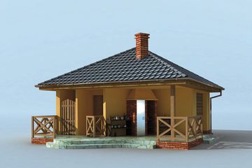 Projekt garażu G183 budynek gospodarczy - parterowy dom o powierzchni 47,91 m², dach namiotowy - ujęcie 2