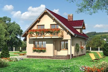  Projekt domu Prymulka Bona - murowana – beton komórkowy (KRD1930) - projekt domu parterowego z poddaszem - Zdjęcie 2