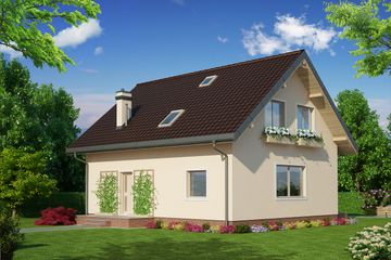  Projekt domu Smolik Eko - murowana – beton komórkowy (KRD1938) - projekt domu parterowego z poddaszem - Zdjęcie 2